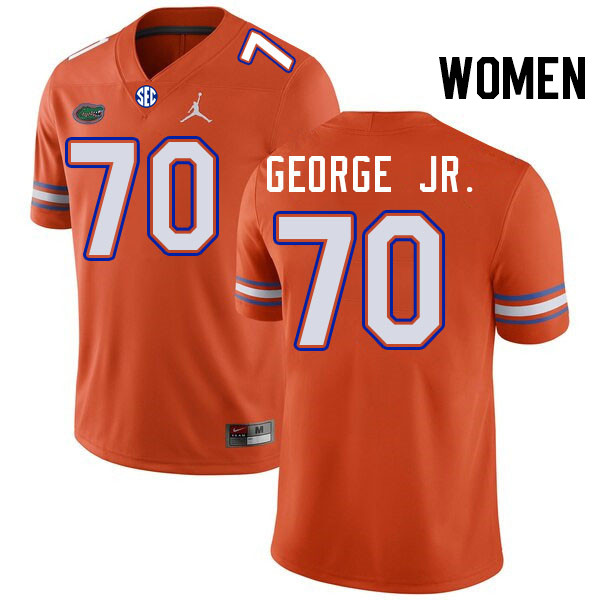 Women #70 Damieon George Jr. Florida Gators College Football Jerseys Stitched-Orange